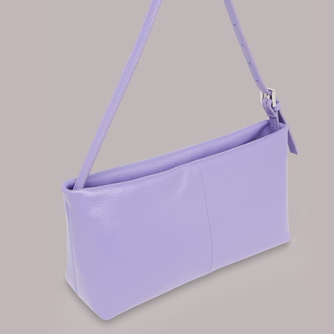 WHISTLES Purple Sorbie Buckle Strap Leather Bag