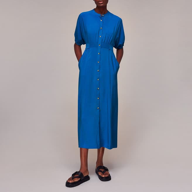 WHISTLES Blue Amber Midi Dress