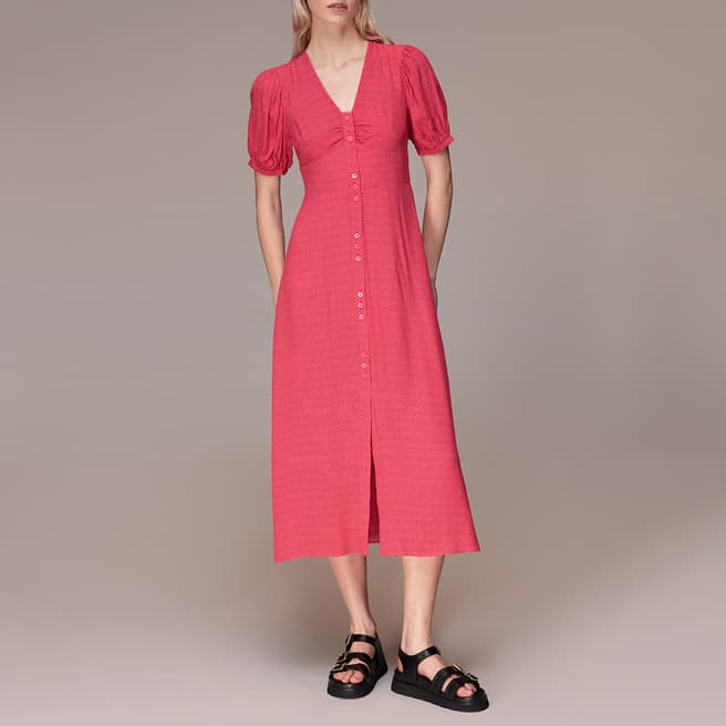 WHISTLES Pink Labyrinth Geo Print Midi Dress