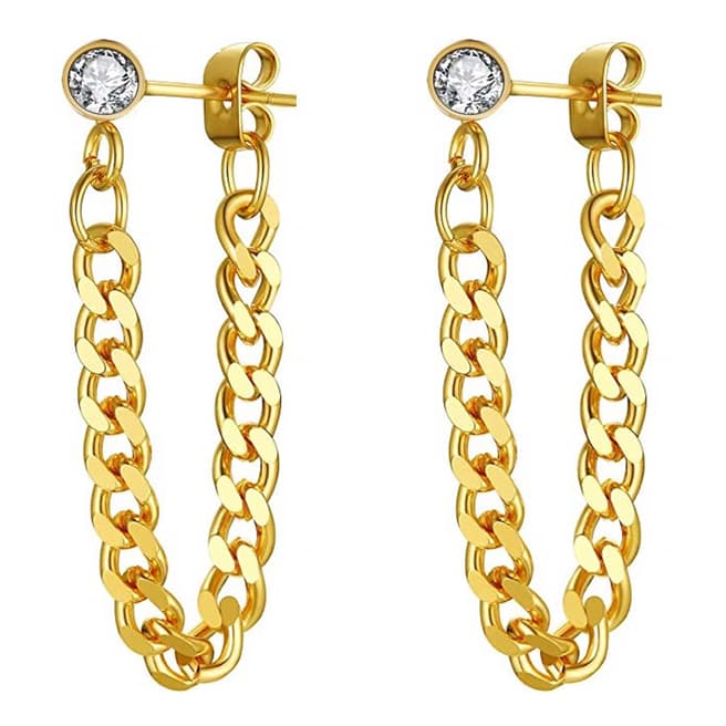 Liv Oliver 18K Gold Chain & Cz Earrings