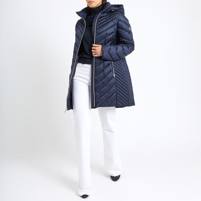 Navy Long Chevron Coat BrandAlley