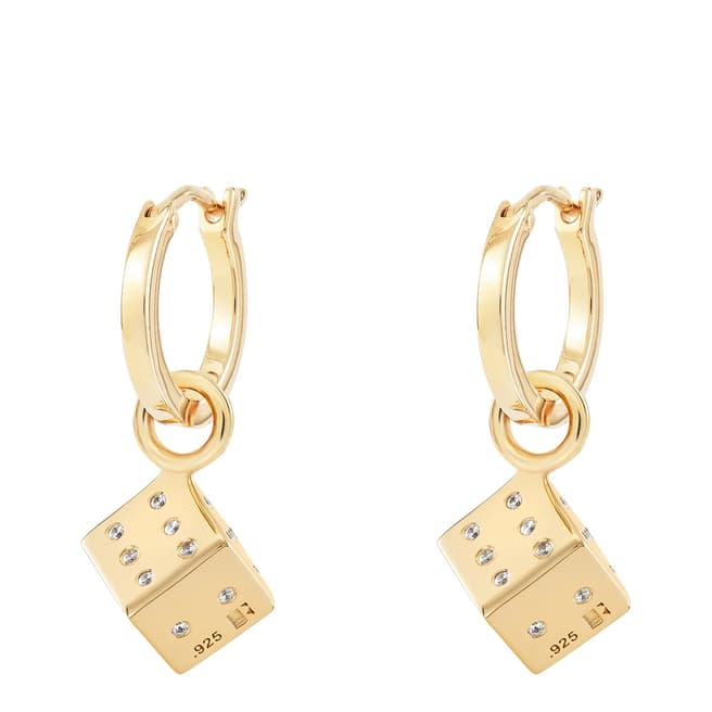 Rosie Fortescue Jewellery Gold Dice Charm Hoops