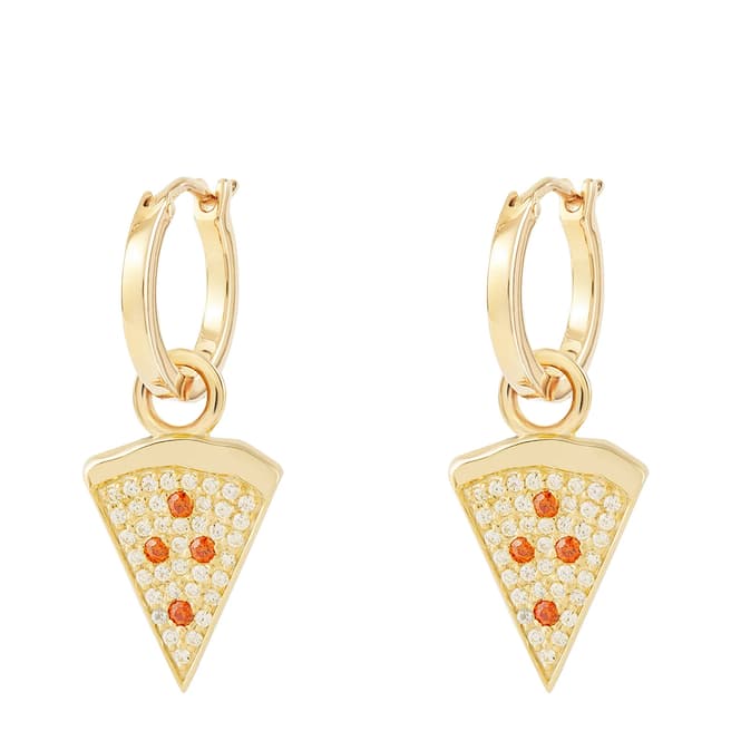 Rosie Fortescue Jewellery Gold Pizza Charm Hoops