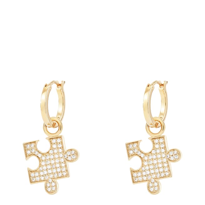 Rosie Fortescue Jewellery Gold Puzzle Charm Hoops
