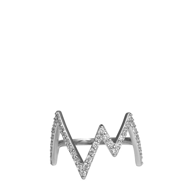 Rosie Fortescue Jewellery Silver Heartbeat Ring with White Stones