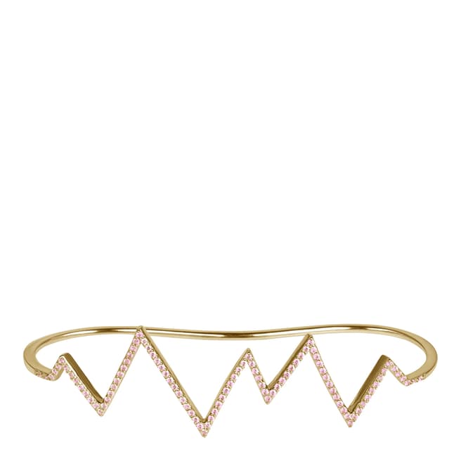 Rosie Fortescue Jewellery Gold Heartbeat Hand Cuff with Rhodolite Stones