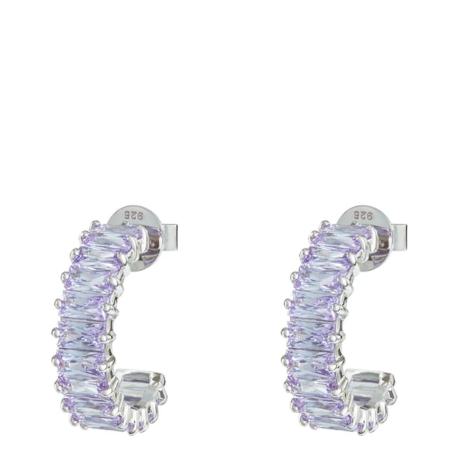 Rosie Fortescue Jewellery Silver Emerald Cut Earrings with Lilac Stones