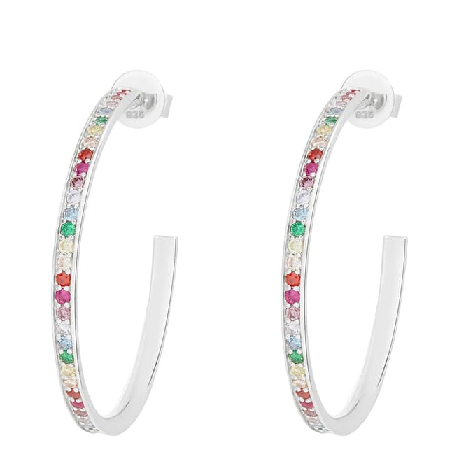 Rosie Fortescue Jewellery Silver Rainbow Embellished Hoops