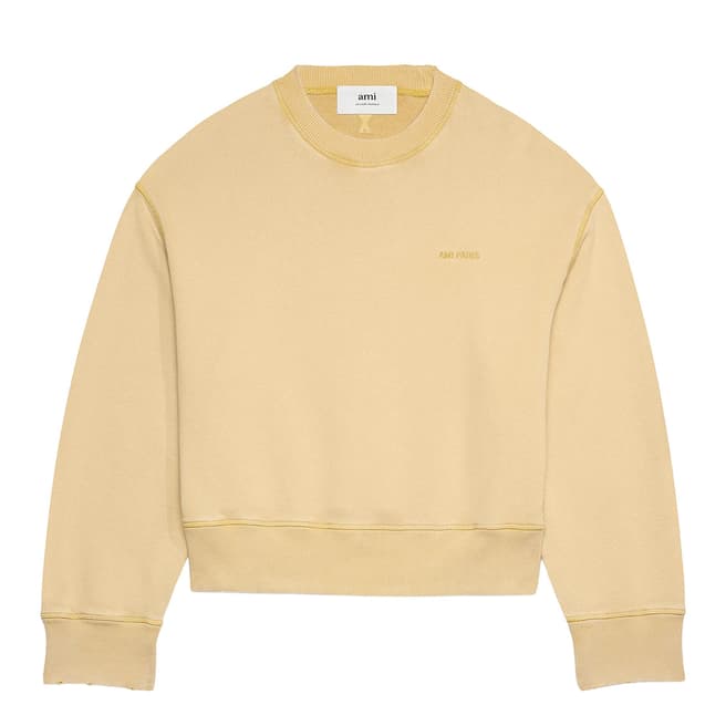 AMI Paris Unisex Mustard Fade Out Cotton Sweatshirt