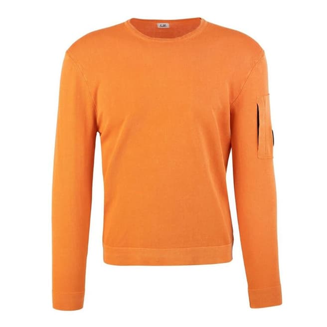 C.P. Company Orange Logo Plaque Cotton Sweatshirt