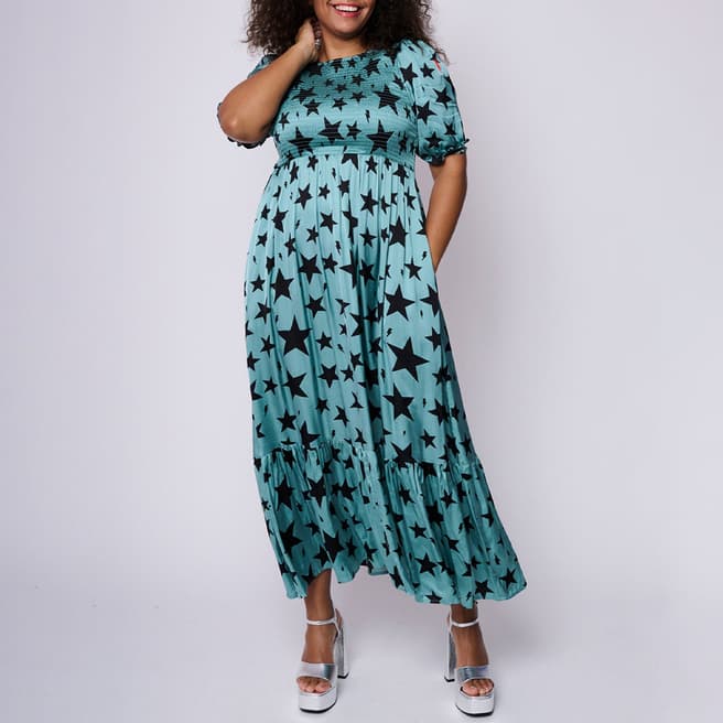 Scamp & Dude Blue Midi Dress With Star Print