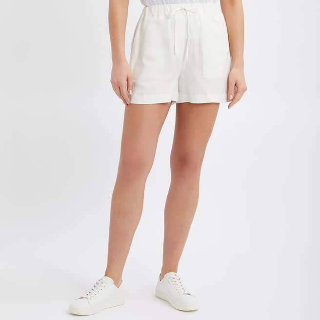 Reiss White Maeve Linen Blend Pull On Shorts