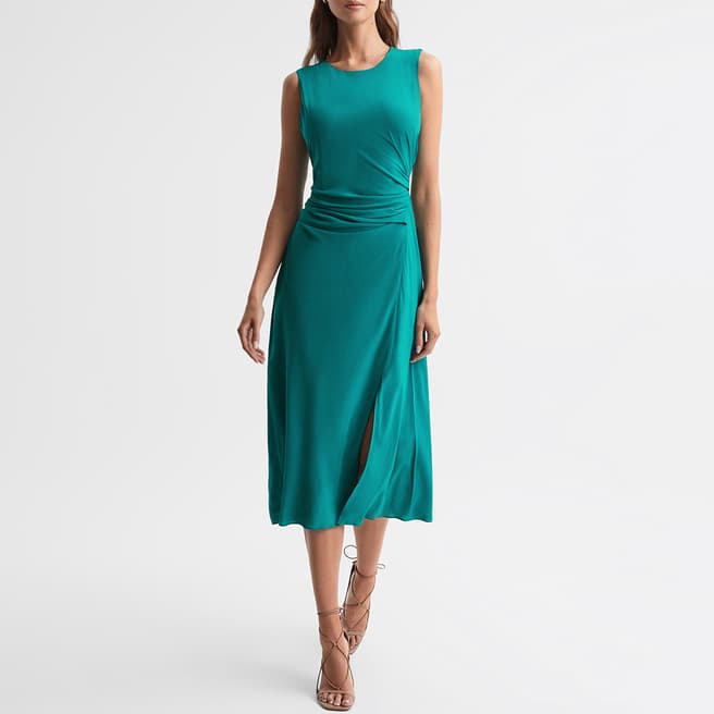 Reiss Green Lexi Ruched Bodycon Dress