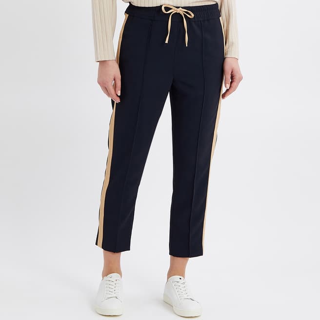 Reiss Navy Orla Side Stripe Tapered Trousers