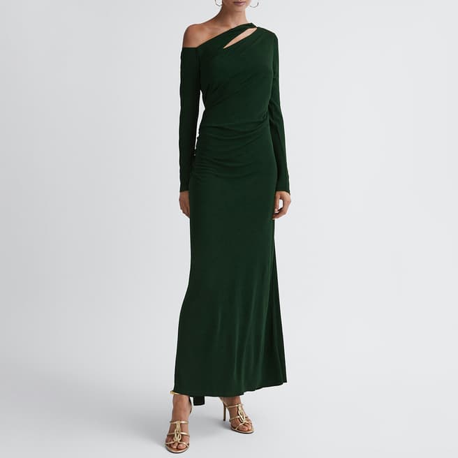 Reiss Green Delphine Cut Out Maxi Dress