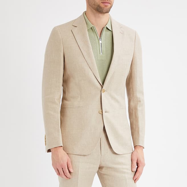 Reiss Sand Gosnold Linen Suit Jacket