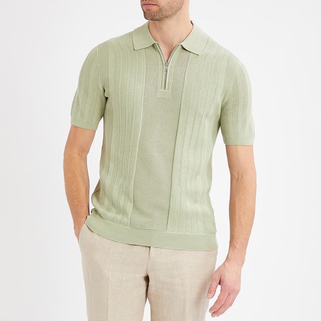 Reiss Sage Riseley Patterned Cotton Blend Polo Shirt