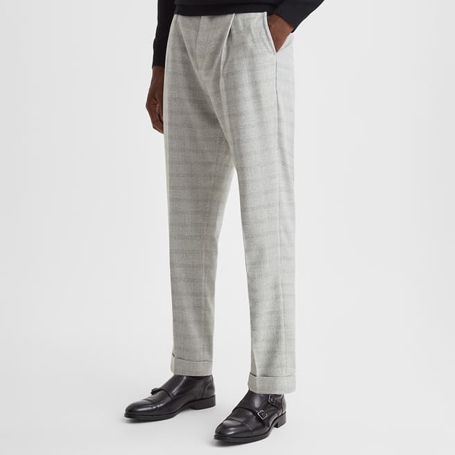 Reiss Soft Grey Check Trousers