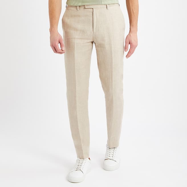 Reiss Sand Gosnold Linen Suit Trousers
