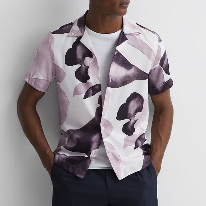 Reiss Purple Howe Abstract Print Shirt