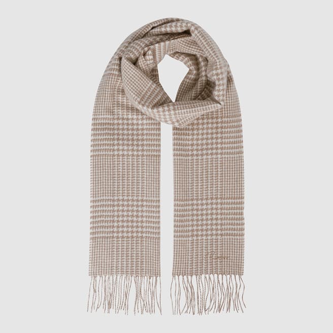Reiss Oatmeal Jack Check Cashmere Scarf
