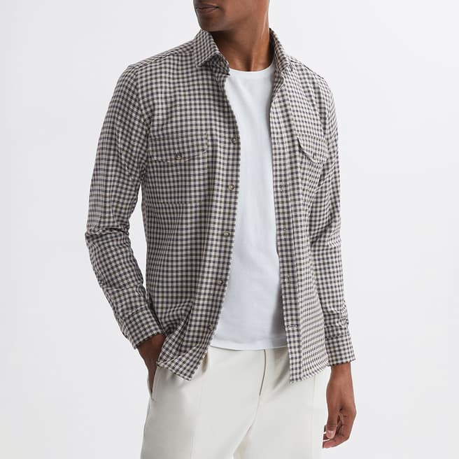 Reiss Brown Tremont Gingham Shirt
