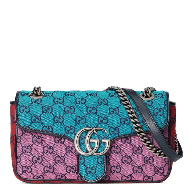 Gucci GG Marmont Multicolour Small Shoulder Bag In Pink