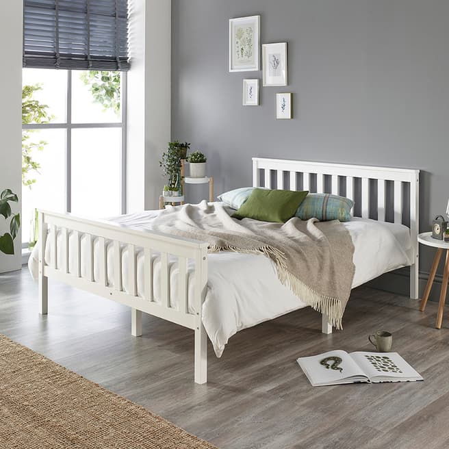 Aspire Furniture Atlantic Bed Frame in White, Superking