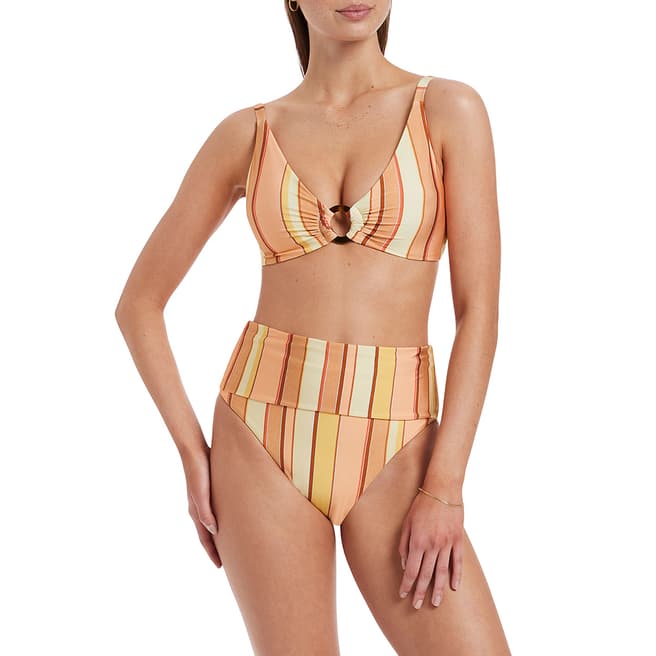 Jets Yellow Fira Stripe Fold Down Bikini Bottom