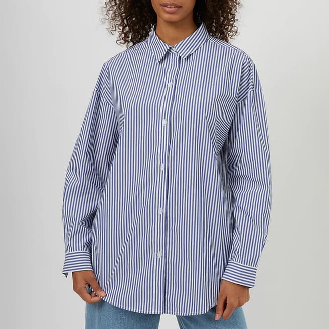 Great Plains Blue Boyfriend Stripe Shirt                                                                   