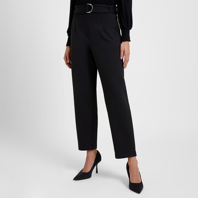 Great Plains Black City Jersey Belted Trousers