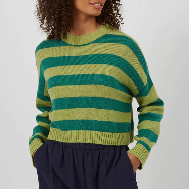 Great Plains Green Summer Stripe Knitted Jumper                                                                                                                                                                                                                             