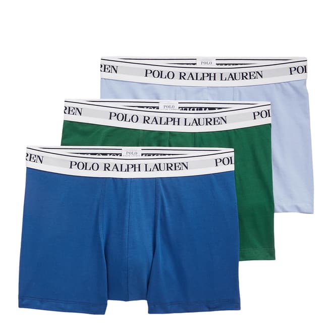 Polo Ralph Lauren Blue/Green/Pale Blue 3 Pack Cotton Blend Stretch Boxers