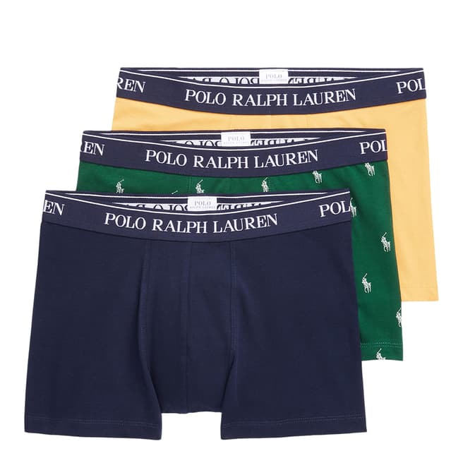 Polo Ralph Lauren Navy/Green/Yellow 3 Pack Cotton Blend Stretch Boxers