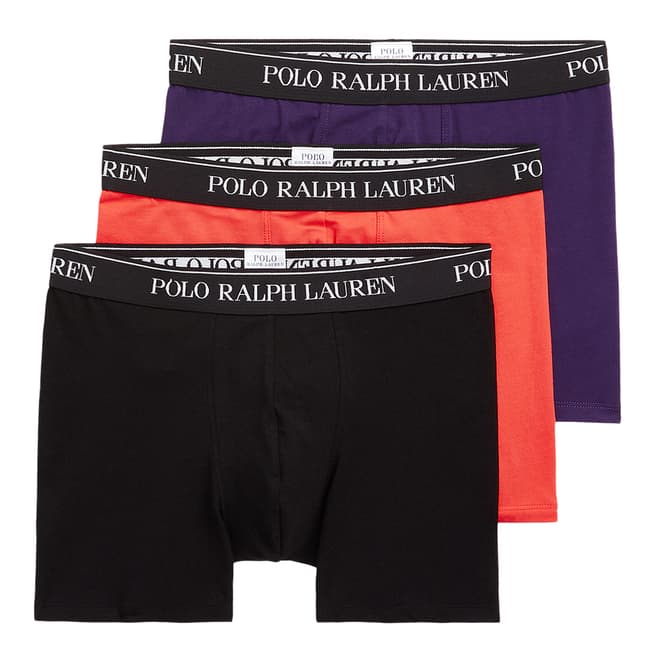 Polo Ralph Lauren Black/Orange/Purple 3 Pack Cotton Blend Stretch Boxers