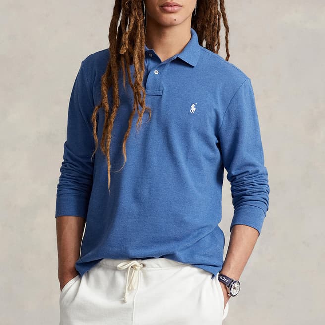 Polo Ralph Lauren Blue Long Sleeve Cotton Polo Shirt