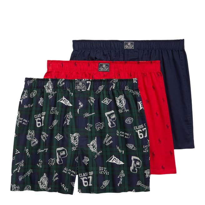 Polo Ralph Lauren Navy/Red/Green 3 Pack Cotton Boxers