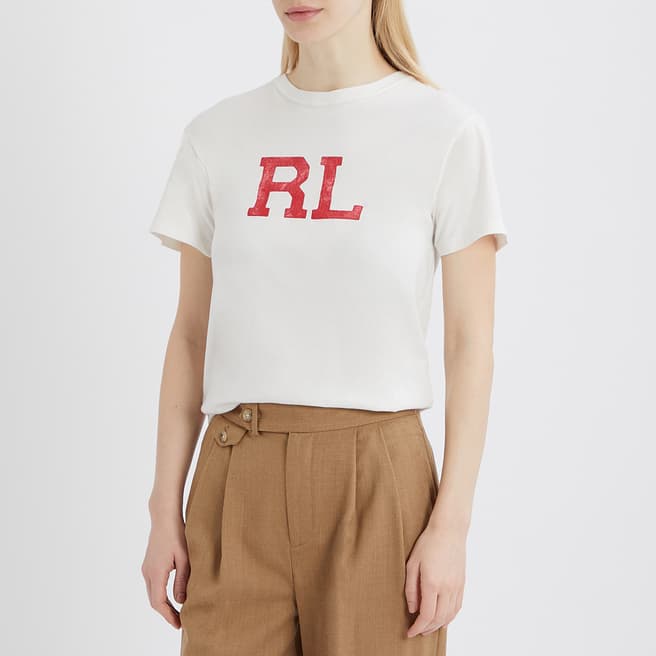 Polo Ralph Lauren Ecru RL Logo Cotton T-Shirt