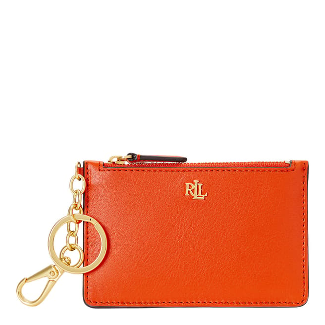Lauren Ralph Lauren Orange Smooth Leather Card Holder