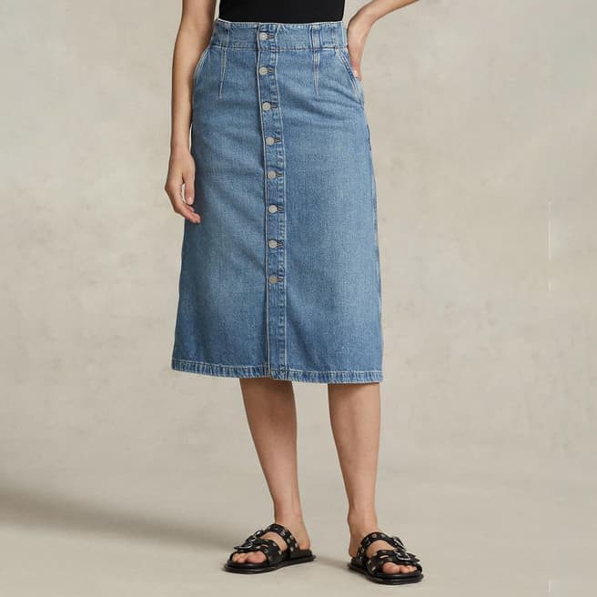 Polo Ralph Lauren Blue Denim Midi Skirt
