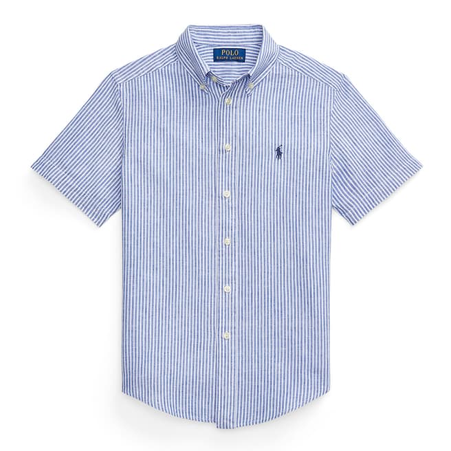 Polo Ralph Lauren Older Boy's Blue Striped Linen Blend Shirt