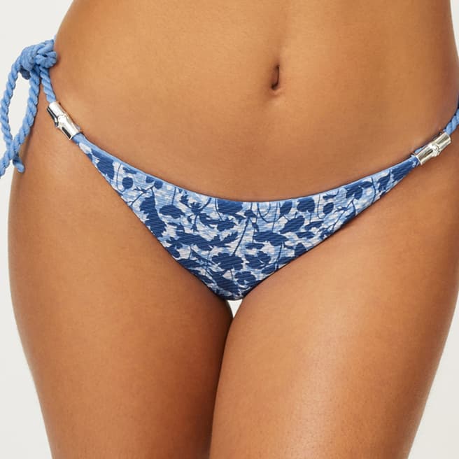 Heidi Klein Blue Tuscany Reversible Tie Side Bikini Bottom