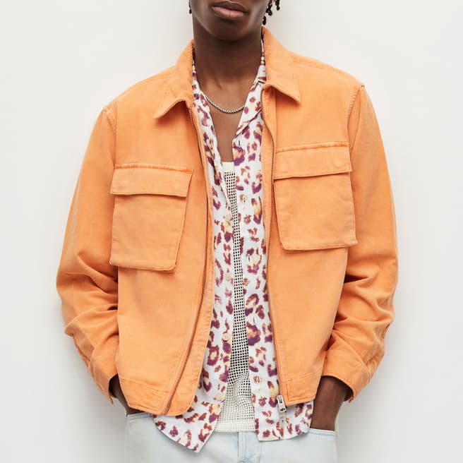 AllSaints Orange Clifton Zip Jacket