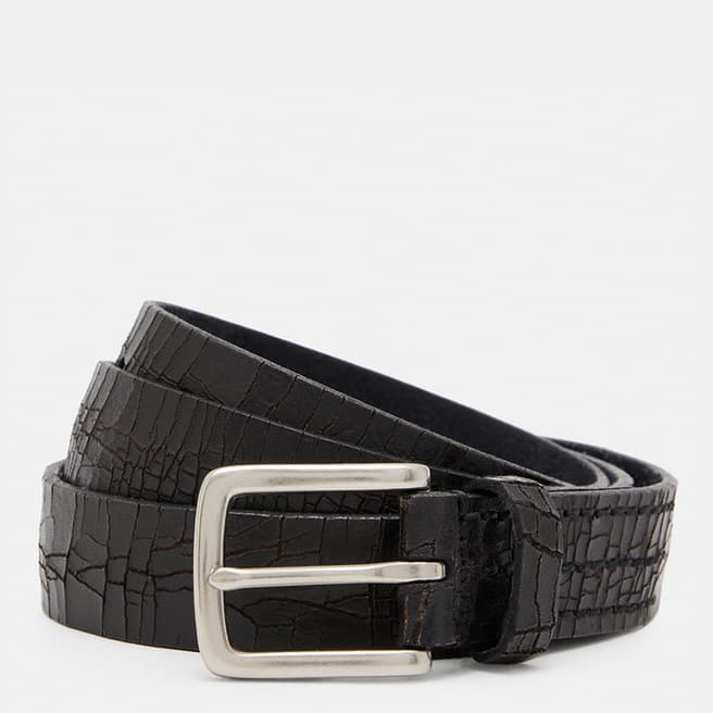AllSaints Black Trevor Texture Leather Belt
