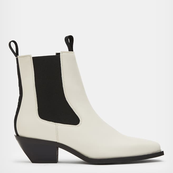 AllSaints White Vally Leather Boots