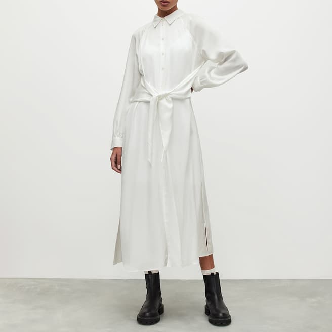 AllSaints White Clanetta Midi Dress