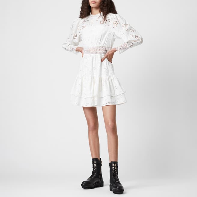 AllSaints White Annasia Broderie Mini Dress