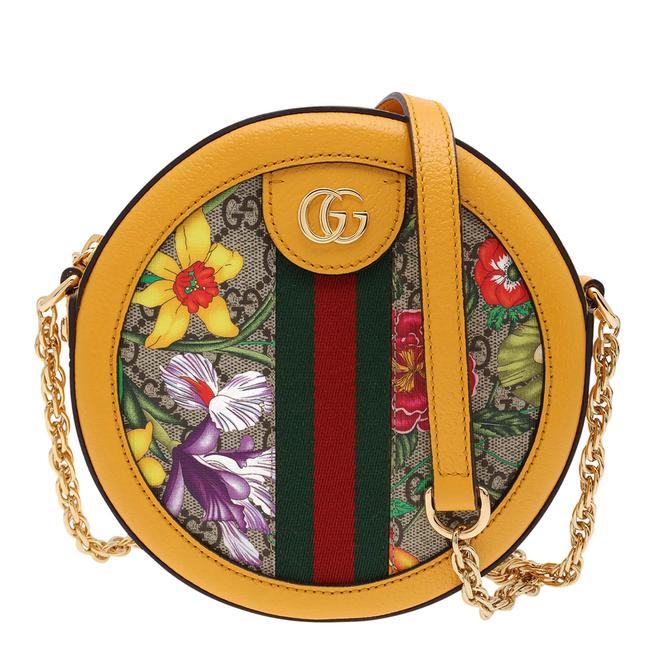 Gucci Ophidia Mini Round Shoulder Bag In Floral Yellow BrandAlley