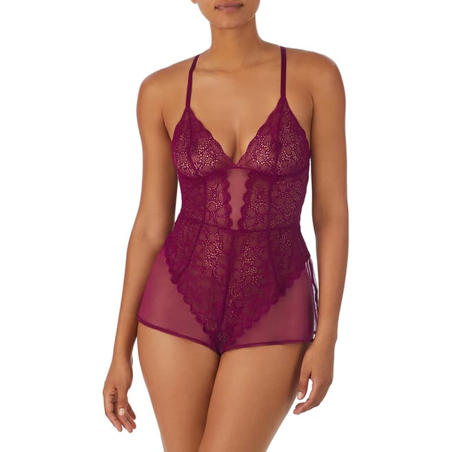 DKNY Purple Superior Lace Romper Teddy