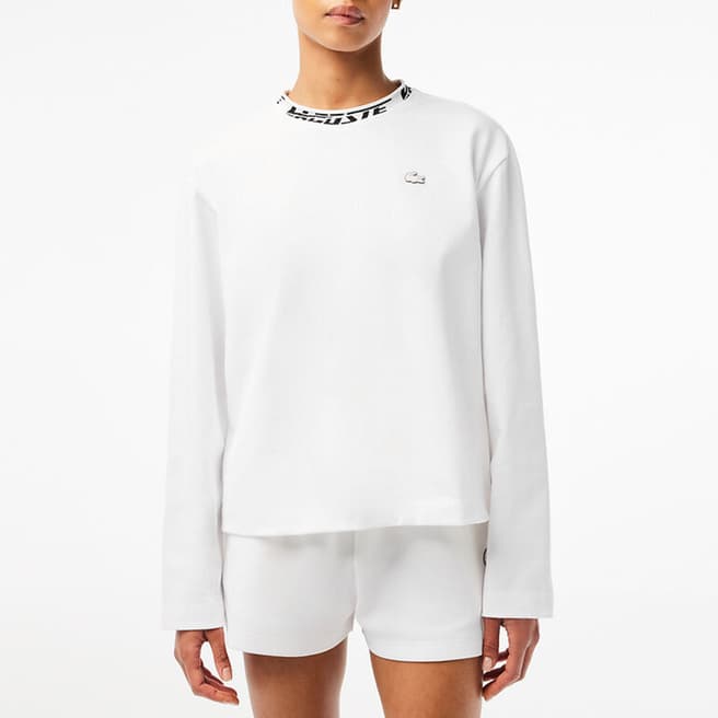 Lacoste White Long Sleeve Cotton Top